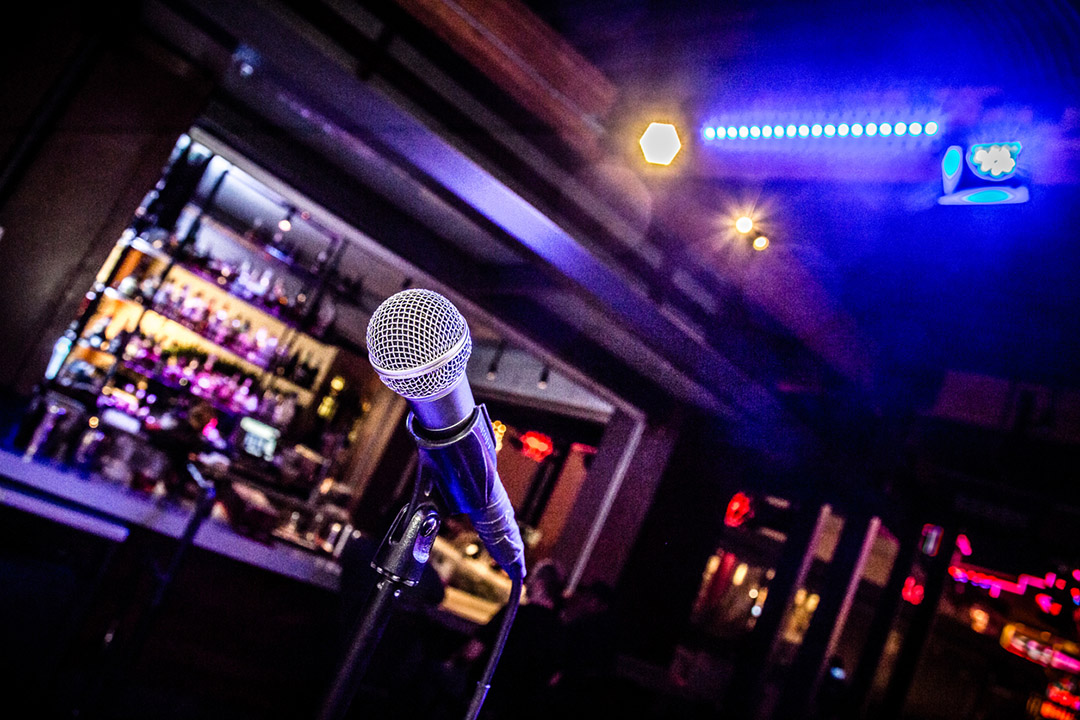 Night Bar Music Comedy Show Microphone in a Bar